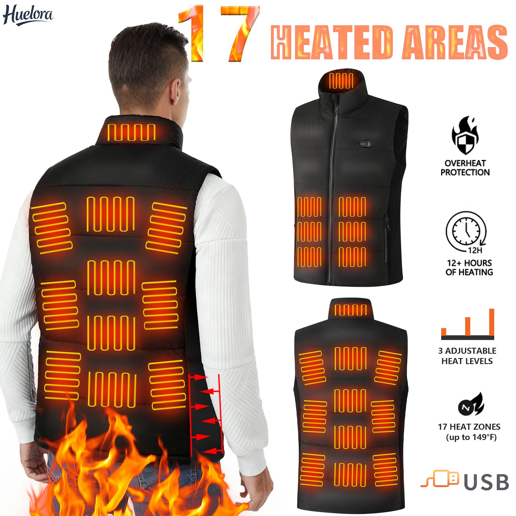 Motorcycle Gear Zone - Жилет с подогревом USB, 17 зон