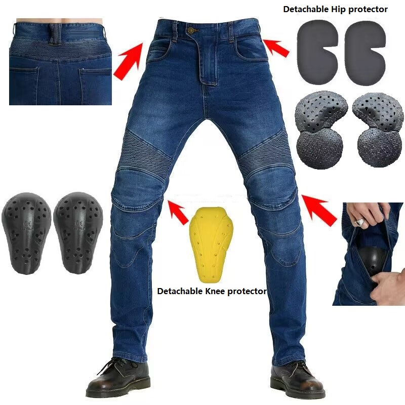 Motorcycle Gear Testing - Мужские джинсы с вышивкой, мотоциклетные брюки,